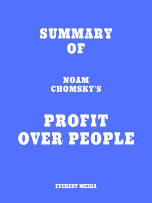 cover image of Summary of Noam Chomsky's Profit Over People